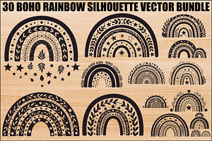 Boho Rainbow Silhouette Bundle, an Illustration by yasushie