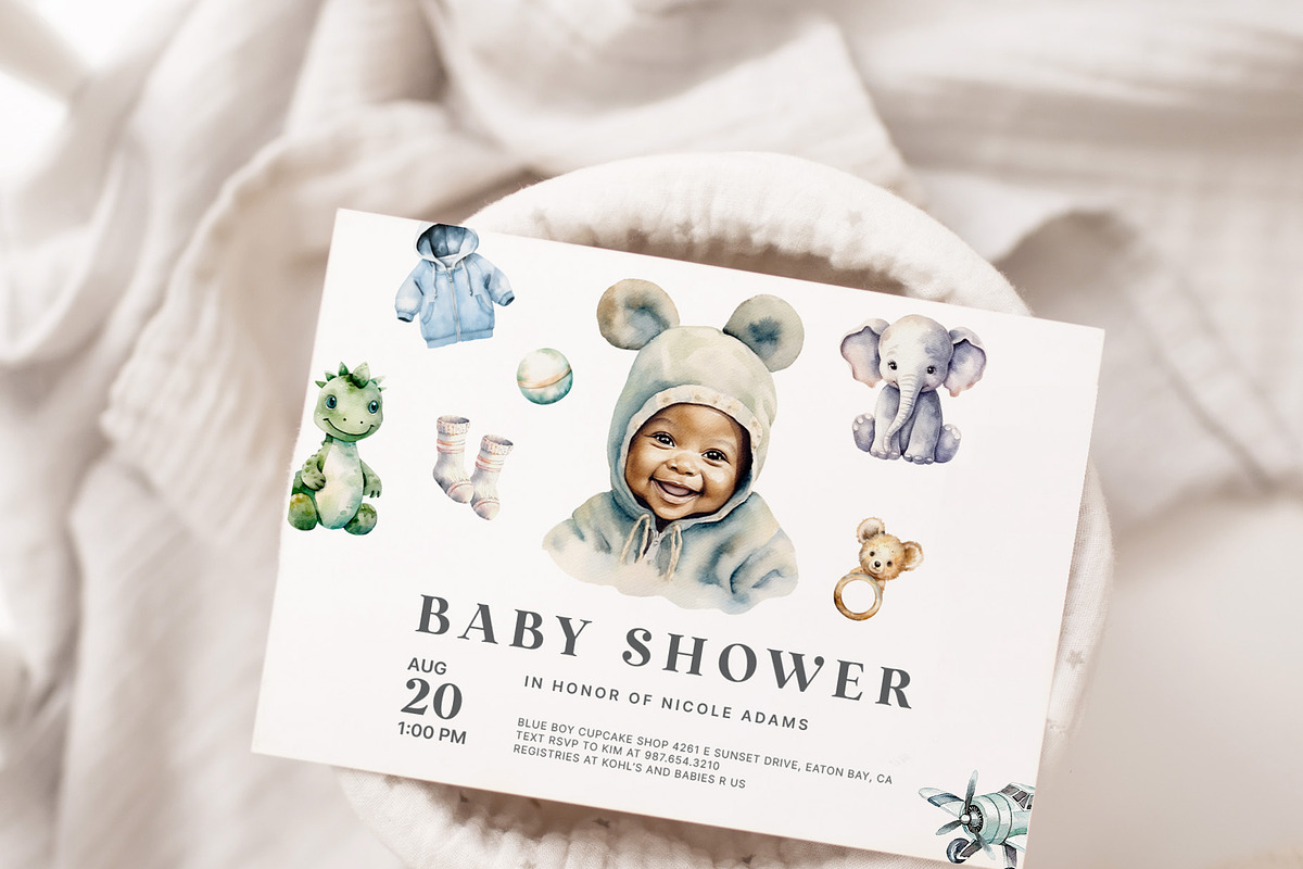 Baby Shower Watercolor Clipart, a Decorative Illustration by Sunshine Art (Photo 15 of 15)