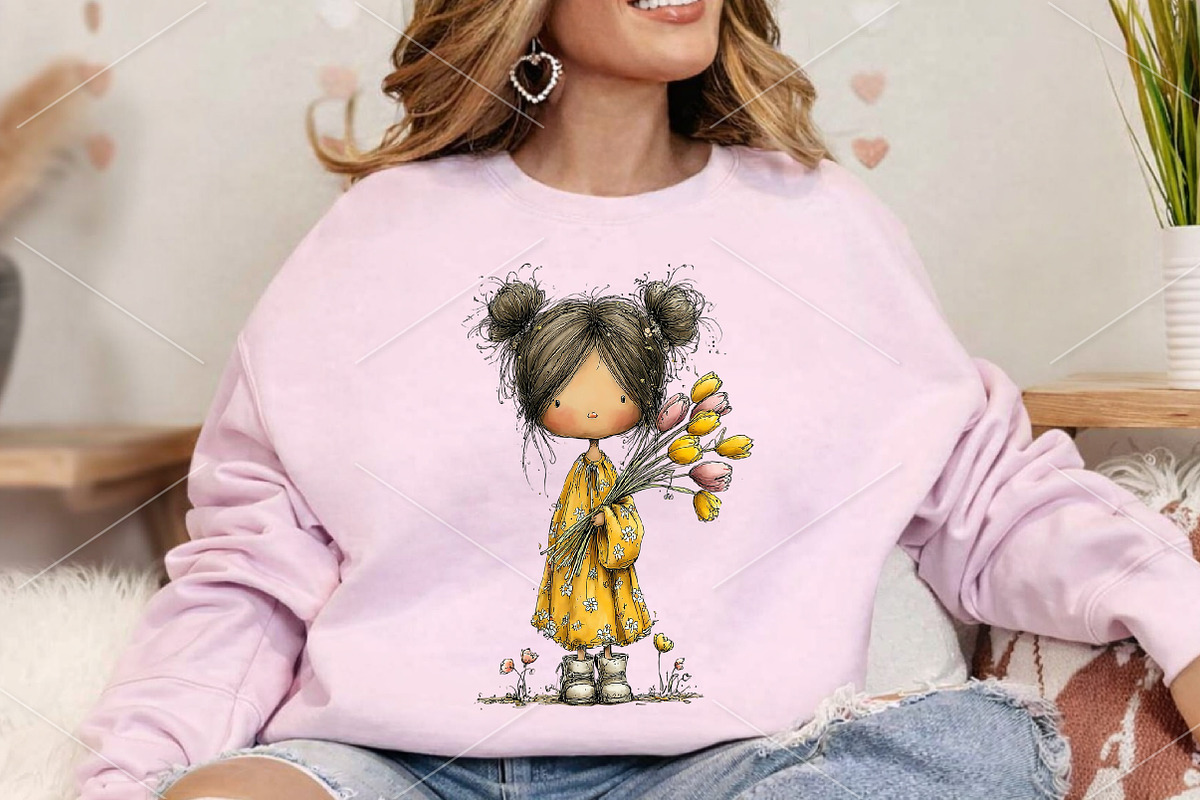 Whimsical Spring Girl & Flower, an Illustration by Canvas Craft (Photo 4 of 6)