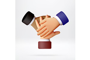 3D Three human hands stacked on top, an Object Illustration by Abscent