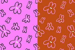 Abstract Floral Seamless Pattern Set