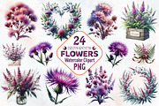 Ironweed Flower Watercolor Clipart, an Illustration by RobertsArt (Thumbnail 1 of 8)