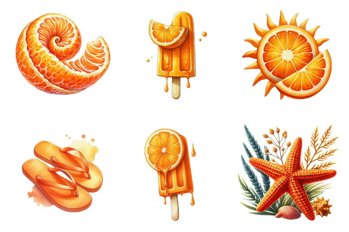 Watercolor Summer Orange PNG, an Illustration by SinaCreation (Photo 4 of 5)