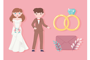 wedding cartoon icons, an Illustration by studiogstock