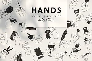 Hands holding stuff collection