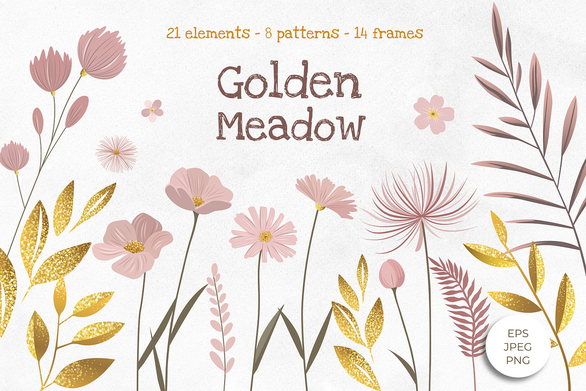 Delicate Wildflowers and Gold Leaves, an Illustration by Hanna's ArtLab (Photo 1 of 7)