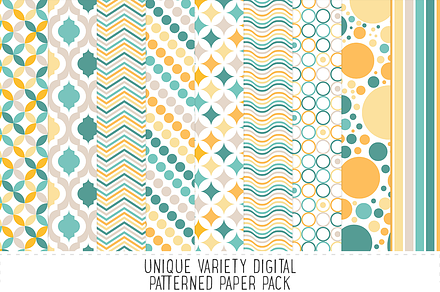 Lemon & Teal Pattern Paper Pack