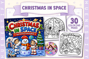 Christmas in Space Coloring Book, a Seasonal Illustration by HueNestify