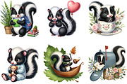 Watercolor Cute Skunk Clipart, an Illustration by DreamArtGraphic (Thumbnail 4 of 5)