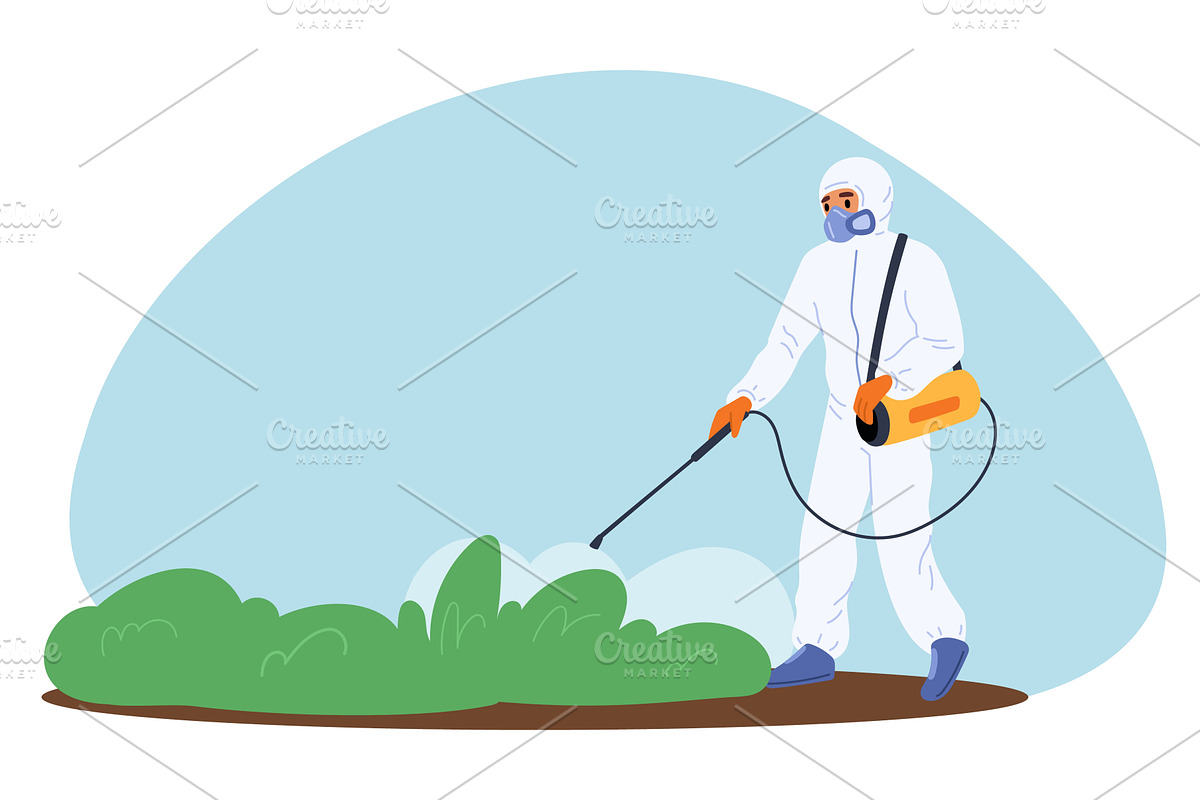 Man in special suit sprays, a Person Illustration by Vectorbuum