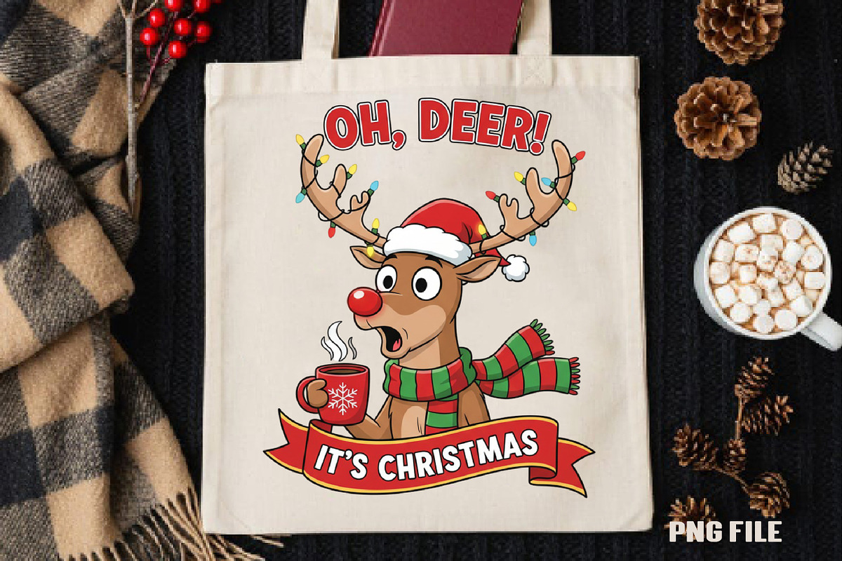 Oh Deer It’s Christmas PNG, an Illustration by DreamCafeArt (Photo 3 of 4)