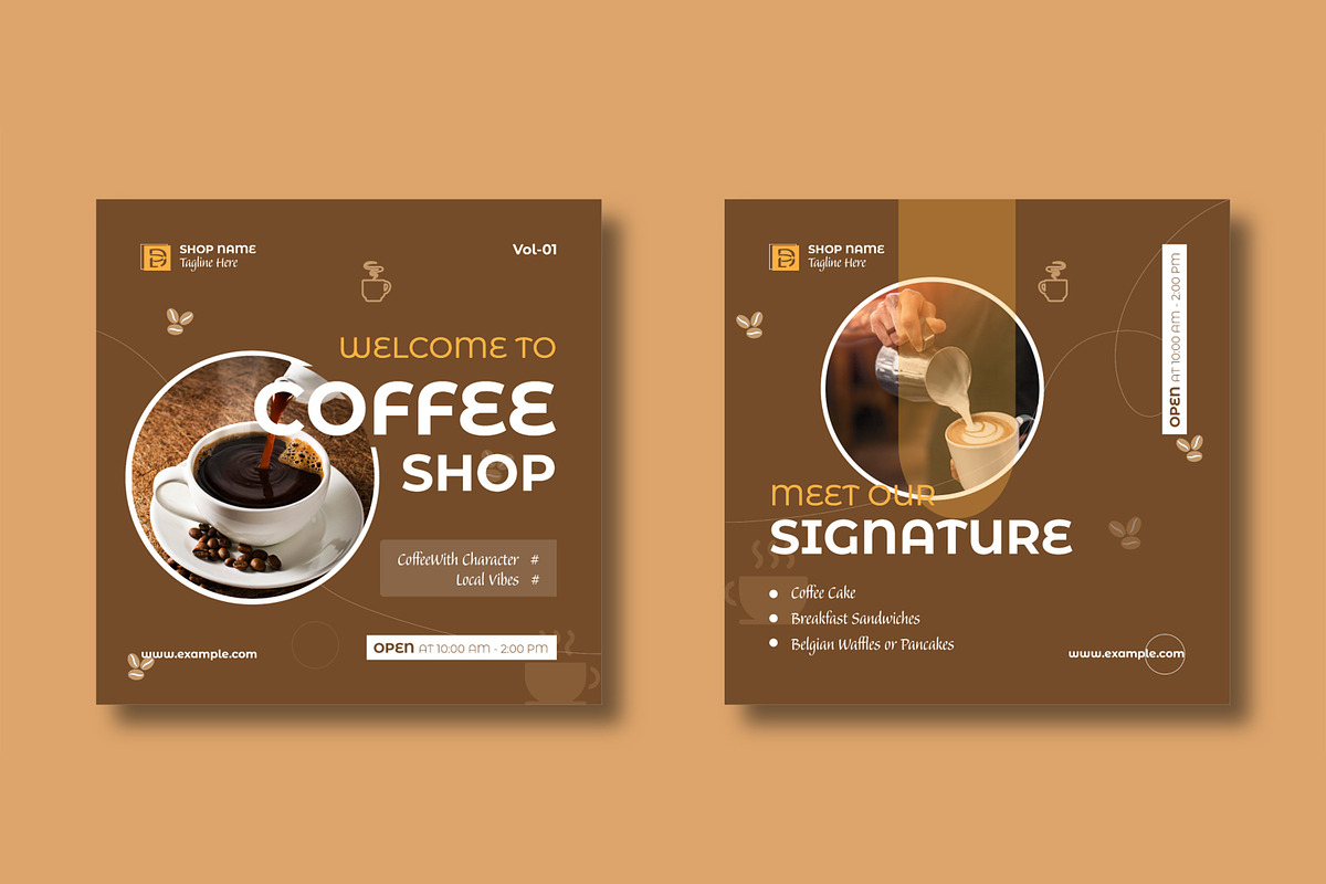 Coffee Shop Social Media Post, a Social Media Template by MightyDesign (Photo 3 of 8)