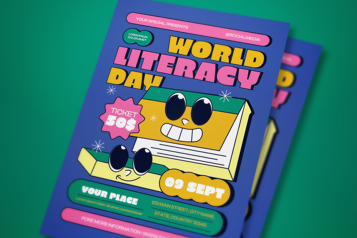 International Literacy Day Flyer Set, a Flyer Template by graphicook
