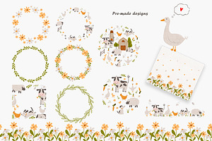 Cute Farm Animal Clipart And Pattern