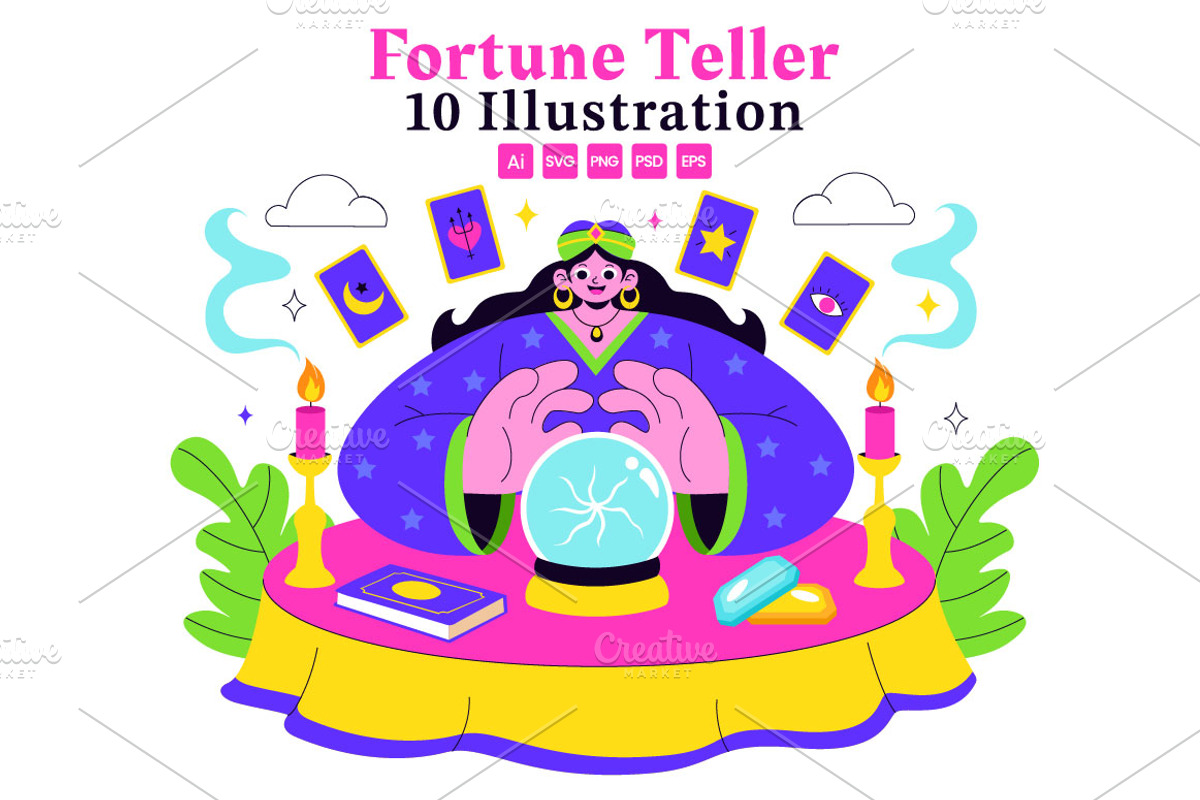 10 Fortune Teller Tarot Illustration, a Person Illustration by denayunebgt (Photo 1 of 4)