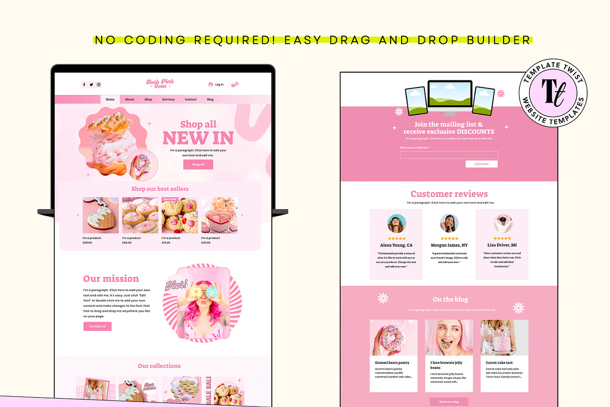 Pink Bakery Cake Website Template, a Wix Template by Template Twist Shop (Photo 7 of 10)