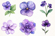 Violet Flower Watercolor Clipart, an Illustration by Watercolor design (Thumbnail 2 of 4)