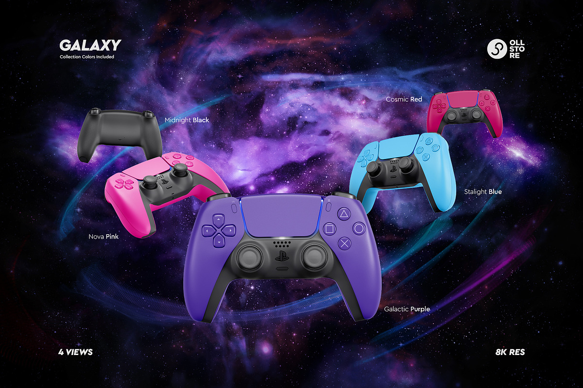 PS5 DualSense Controller set, a Product Mockup by OllStore (Photo 2 of 13)