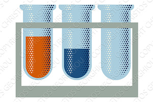 Test Tubes Beaker Flask Rack Retro, an Illustration by Christos Georghiou