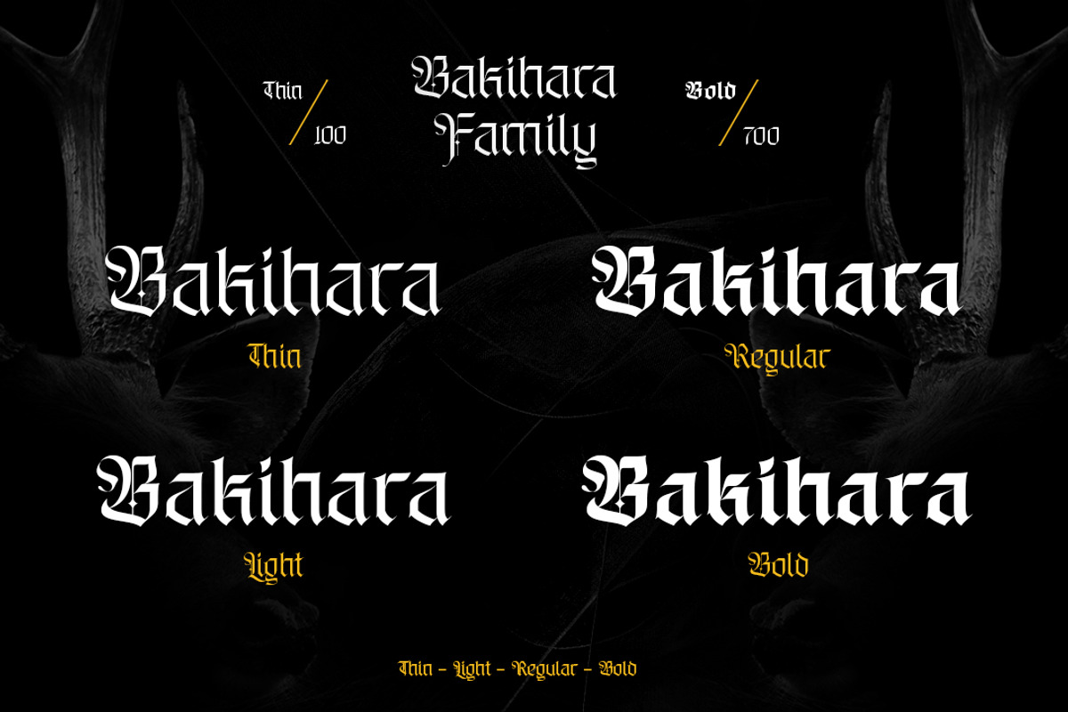 Bakihara - Blackletter Font Family, a Blackletter Font by Ekahermawan (Photo 2 of 13)