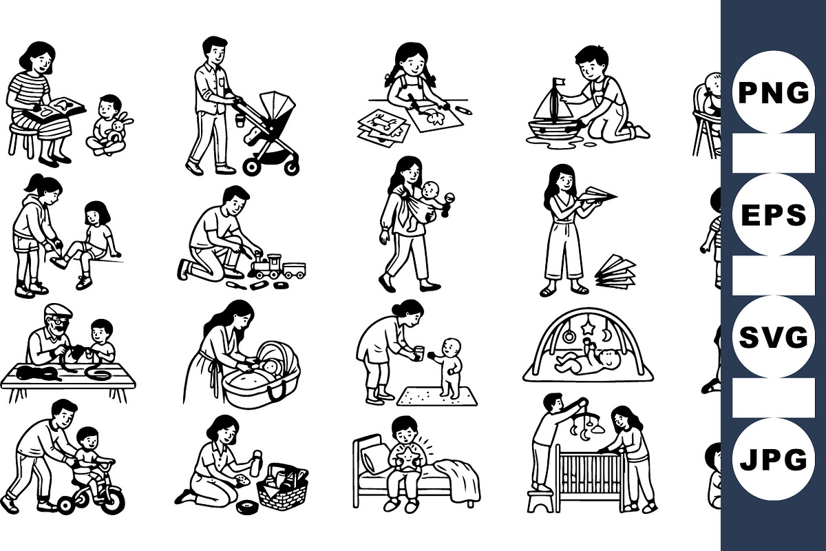 Child Care Activity Clipart Set, an Illustration by designvectx (Photo 1 of 3)