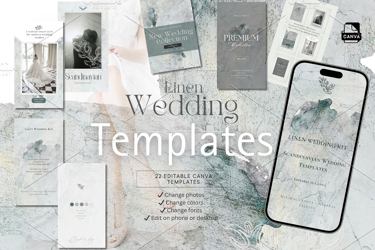 Linen Wedding Canva Templates Bundle, a Templates & Theme by Alisa Mikibith Art (Photo 2 of 7)