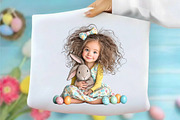 Whimsical Easter Girl and Bunny Clip, an Illustration by designcity5 (Thumbnail 5 of 5)