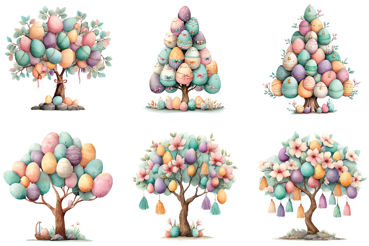 Watercolor Easter Tree Clipart, an Illustration by CraftArtStudio (Photo 5 of 6)