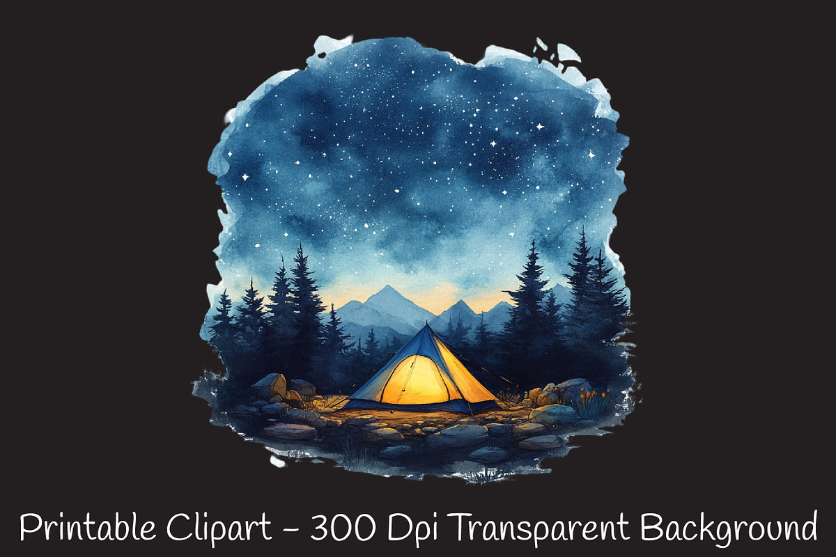 Blue Summer Outdoor Watercolor Clipa, a Seasonal Illustration by RobertsArt (Photo 5 of 7)