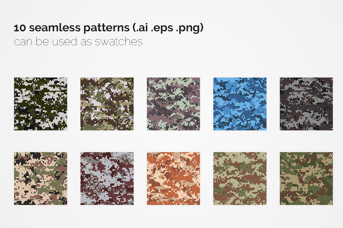 France Pixel Camouflage Patterns, a Pattern Graphic by 3Y_Design (Photo 2 of 6)