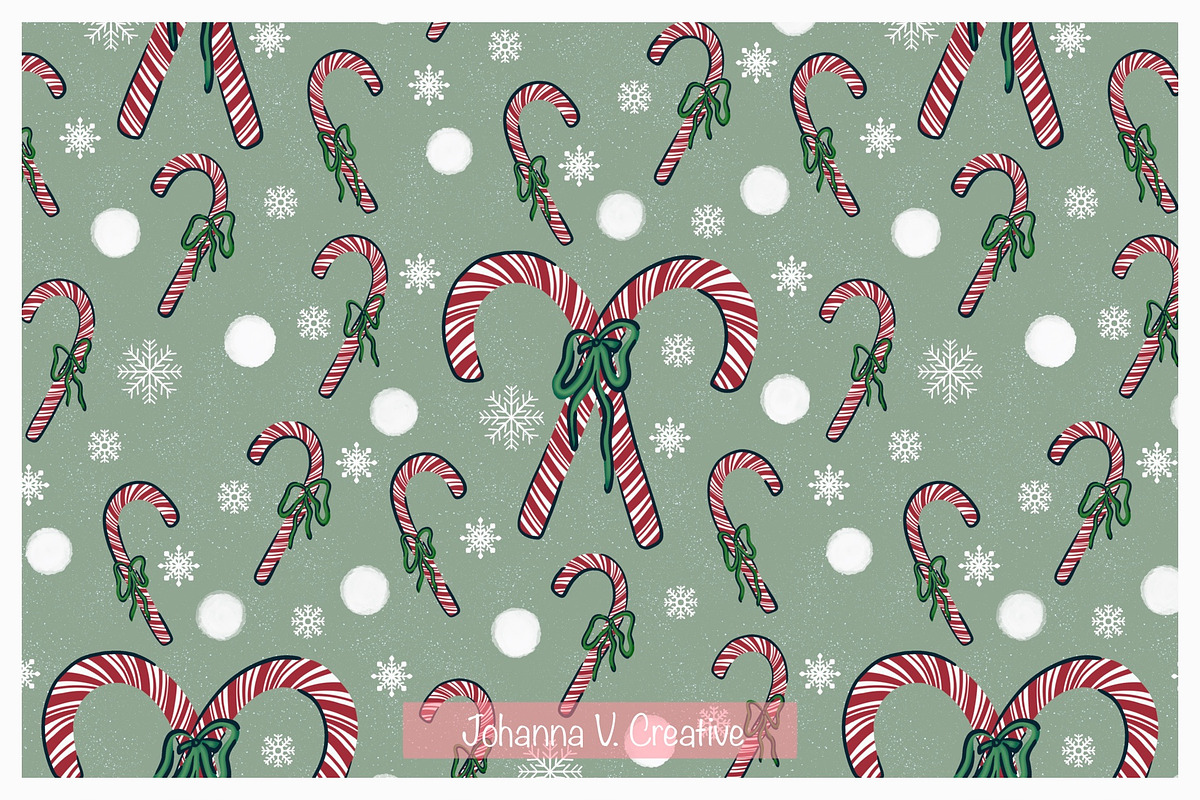 Festive Holiday Seamless Patterns, an Illustration by Johanna V. Creative (Photo 2 of 4)