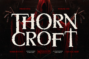 Thorncroft - Serif Grunge Horror, a Serif Font by Inviline.co