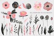 Black & Pink Rose Watercolor Set, an Illustration by The Autumn Rabbit Ltd (Thumbnail 2 of 2)