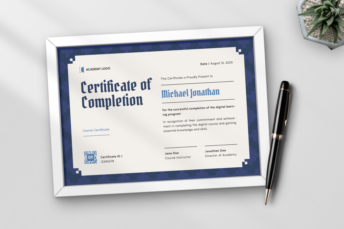 Modern Certificate for Course, a Stationery Template by twinstd (Photo 4 of 5)