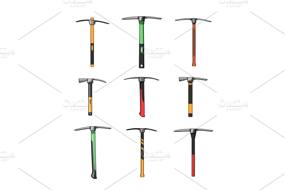 pickaxe set cartoon vector, an Object Illustration by pikepicture