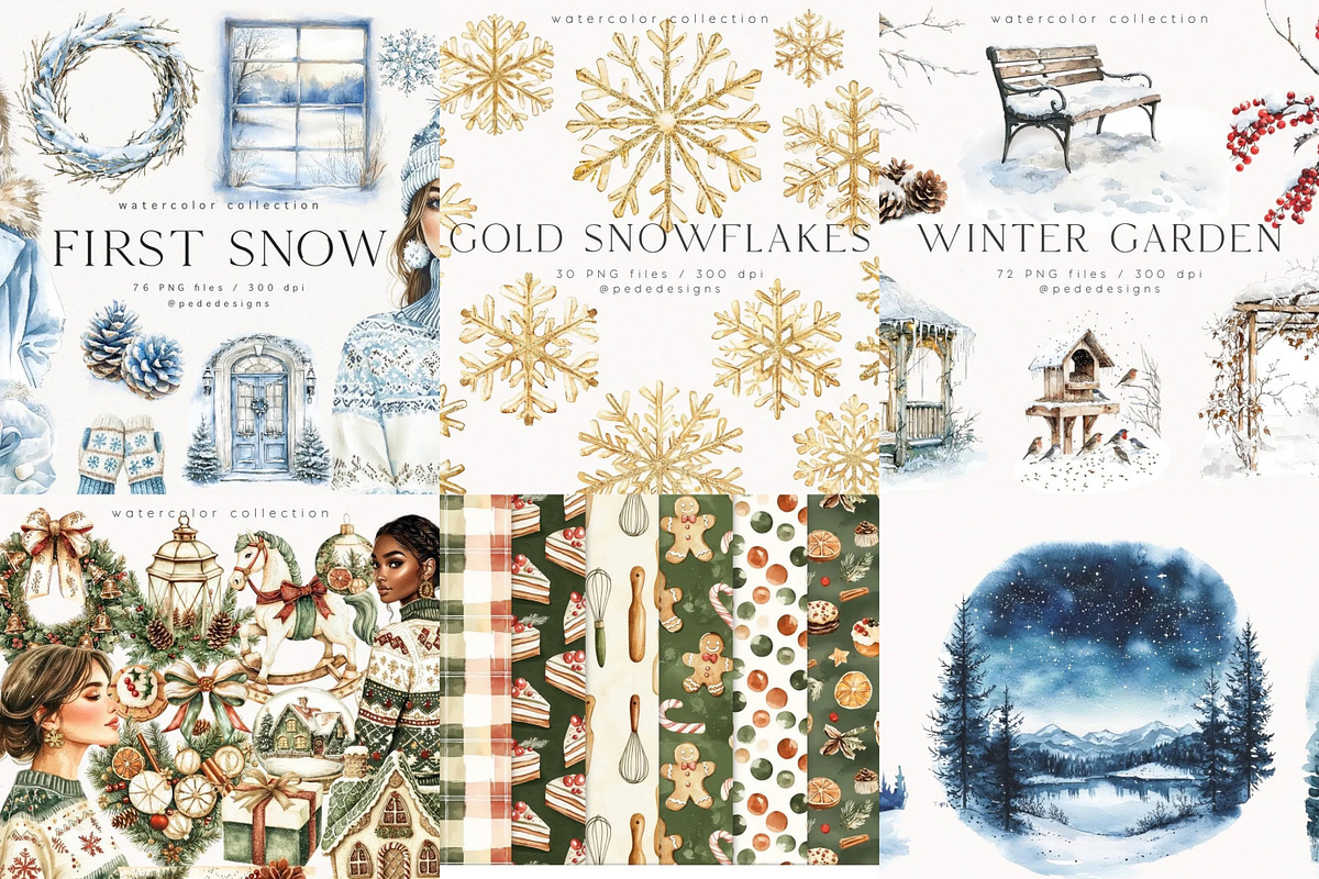 Winter & Christmas Mega Bundle 2000+, a Seasonal Illustration by PeDe Designs (Photo 7 of 18)