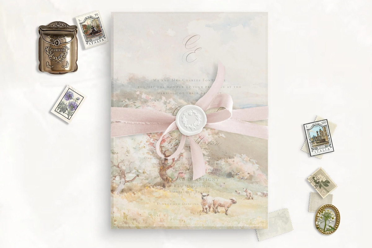 Spring Vellum Overlay for Wedding, a Stationery Template by SilverJoyAtelier (Photo 1 of 2)