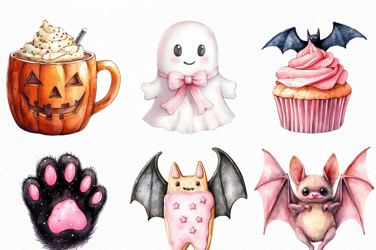 Pink Pastel Halloween Clipart, an Illustration by Craft Nest (Photo 2 of 6)