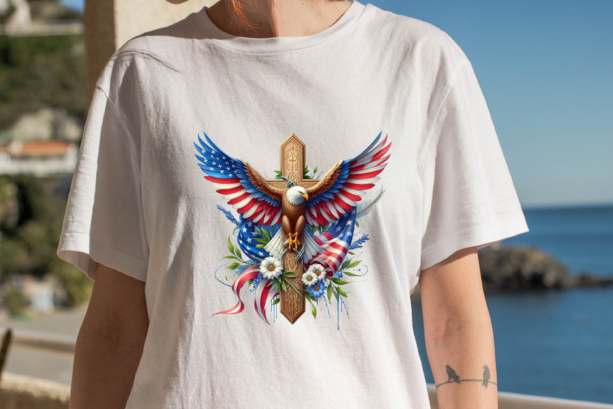 Christian Cross 4th of July USA Bow, an Illustration by SVGArt (Photo 3 of 6)