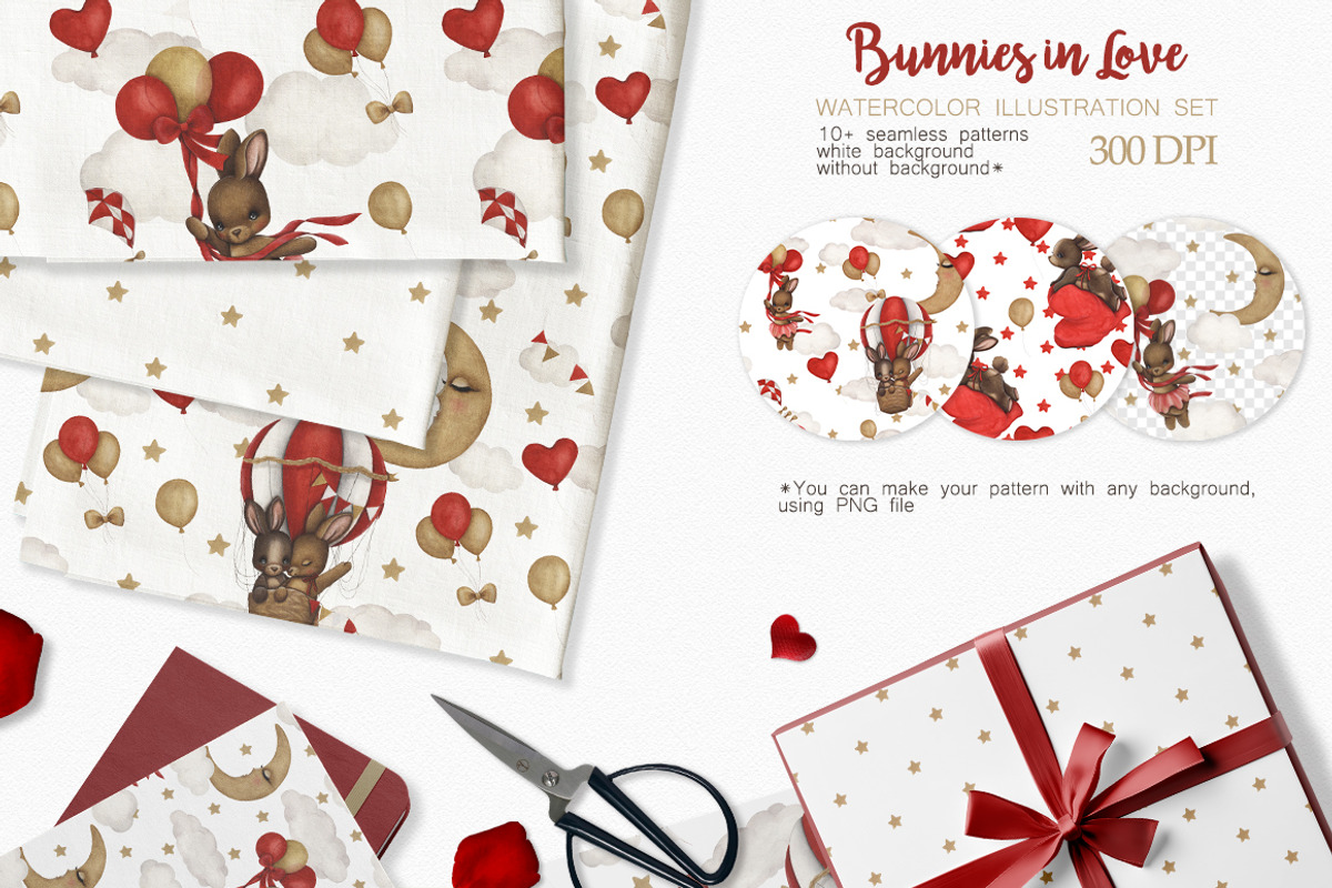 Cute Watercolor Set Bunnies In Love, an Animal Illustration by ViktoriyaD (Photo 5 of 7)