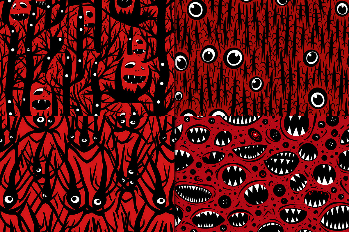 20 Seamless Red and Black Horror Set, a Pattern Graphic by Nordic Design (Photo 8 of 9)
