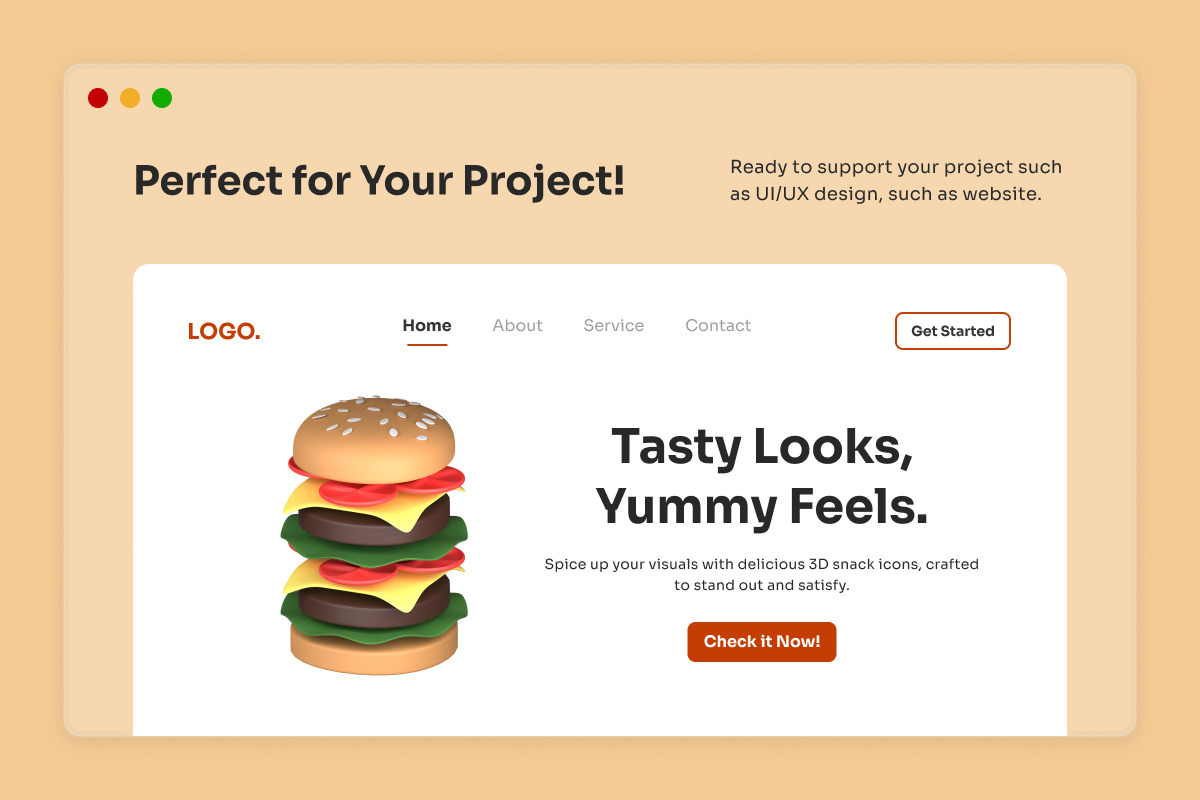 Chubby 3D Fast Food Icon Set, a Food Illustration by twinstd (Photo 4 of 6)