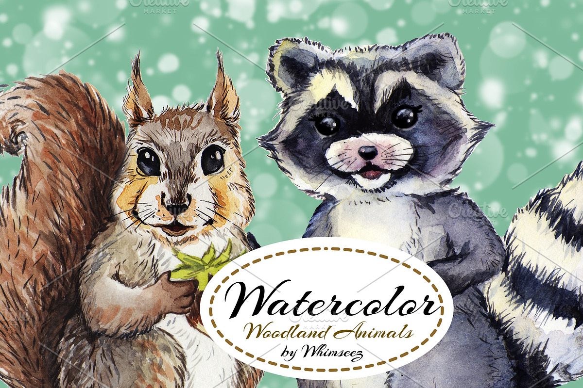 Watercolor Woodland Animals #2, an Animal Illustration by Whimseez (Photo 3 of 4)