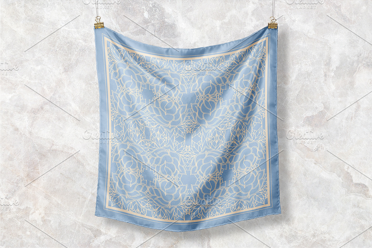 Sky Blue Art Nouveau Silk Scarf, an Object Graphic by ilustrinna (Photo 2 of 8)