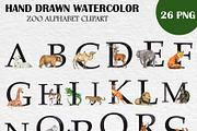 Watercolor Zoo Animal Alphabet PNG, an Animal Illustration by PatternPalette (Thumbnail 2 of 3)