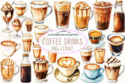 Watercolor Coffee Drinks Clipart, an Illustration by Watercolor design (Thumbnail 1 of 4)