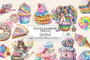 CANDYLAND RAINBOW TREATS CLIPART, a Food Illustration by Daring Digies