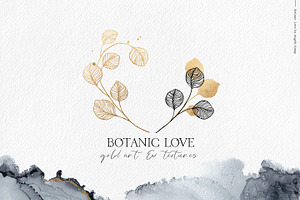 Botanic Love gold line art textures, a Texture Illustration by Angele Kamp