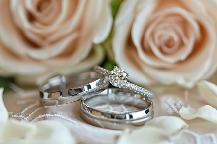 Two elegant wedding bands and a stun, a Photo by Tanuart