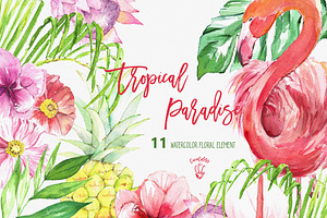 Tropical Clipart -Tropical Paradise, an Illustration by Cacacolors Clipart